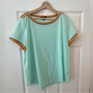 Crew short sleeve boatneck t-shirt with pop trim in classic mint